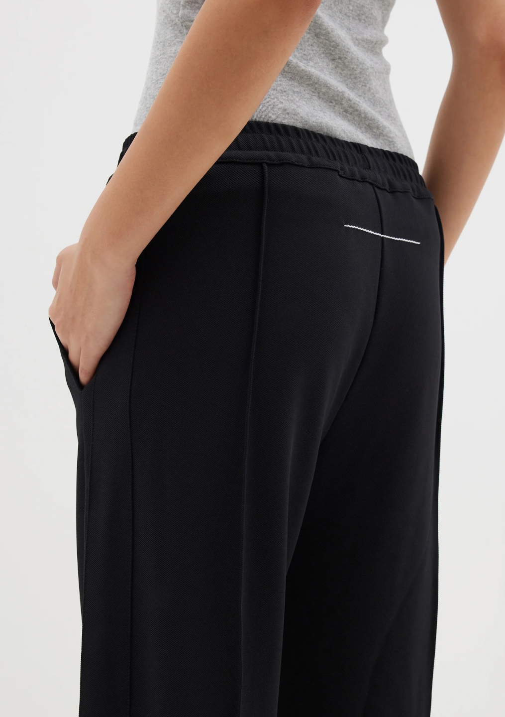Bassike | Twill Pinstitch Detail Pant - Black - Contain Boutique